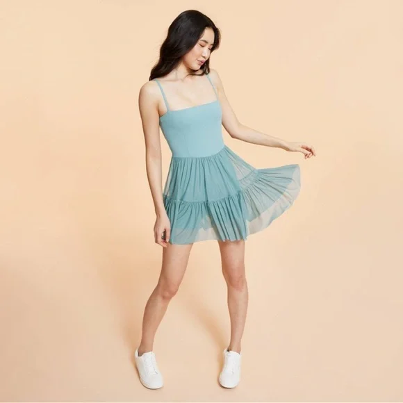 NWT! Popflex Blogilates Viral Taylor Swift Ballerina Dress Teal Blue Size Small - Picture 3 of 8